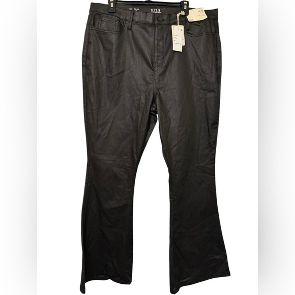 a.n.a. High Rise Flare Leather Look Jeans - Picture 1 of 8